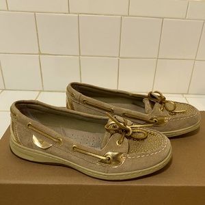 Tan/Gold Bedazzled Sz8 Sperrys, great condition